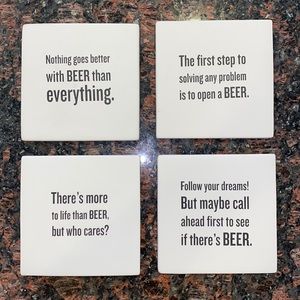 4 Hallmark 🍻 Beer Drink Coasters Ceramic